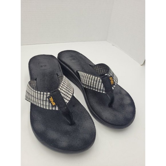 Teva Voya Wedge Thong Sandals Black and Gray 1019043 w size 8 - Picture 2 of 8